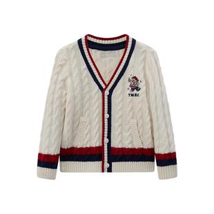 TeenieWeenie Kids小熊童装25年新款男宝宝学院风V领羊毛开衫毛衣