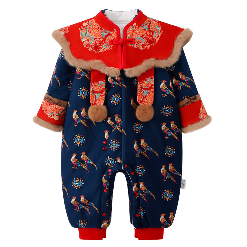 龙喜年中式宝宝抓周衣服连体衣
