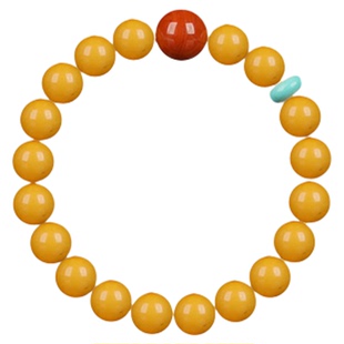 天然蜜蜡手串鸡油黄高端琥珀南红绿松石文玩女士特级真品手链带证