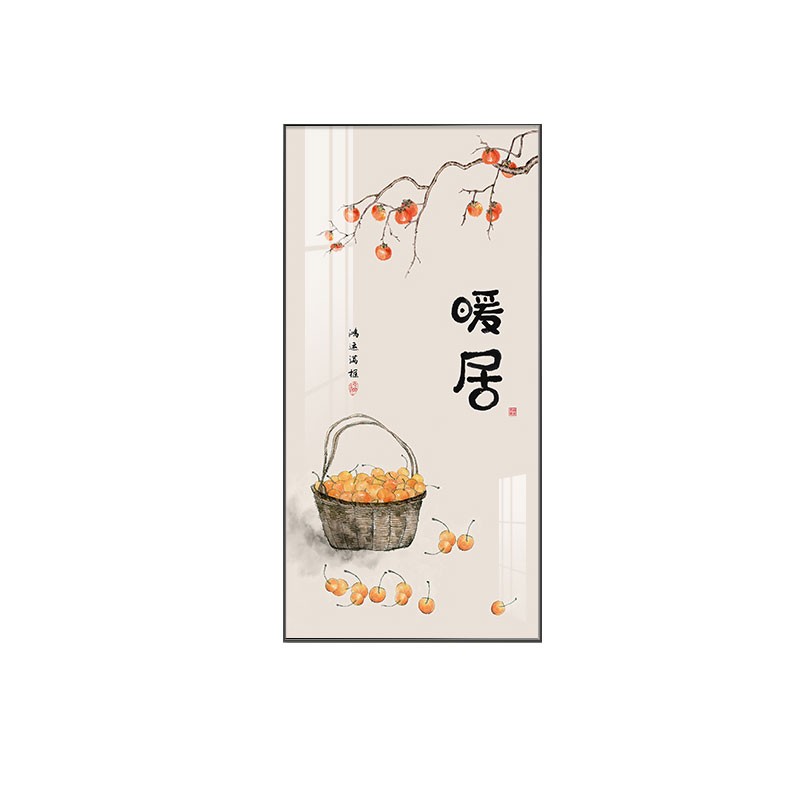 新中式入户玄关装饰画现代简约走廊尽头壁画大吉大利寓意竖版挂画