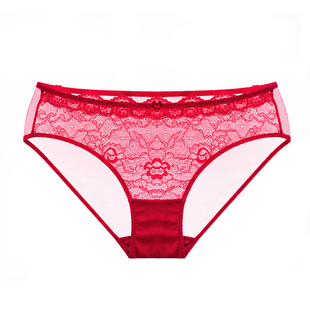 红色本命年结婚内裤女性感蕾丝三角裤<不支持7天无理由退货>