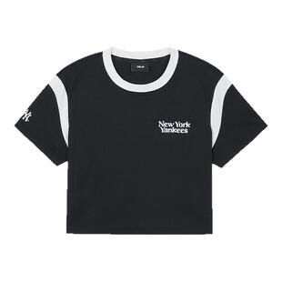 MLB官方 女款学院风短款T恤圆领撞色拼接纯棉短袖24夏季新款TSV03