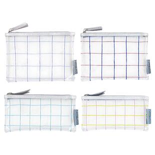 日本KOKUYO国誉格子印象笔袋学生考试透明笔袋时尚简约大容量多功能小清新文具袋男女铅笔盒文件收纳袋化妆包