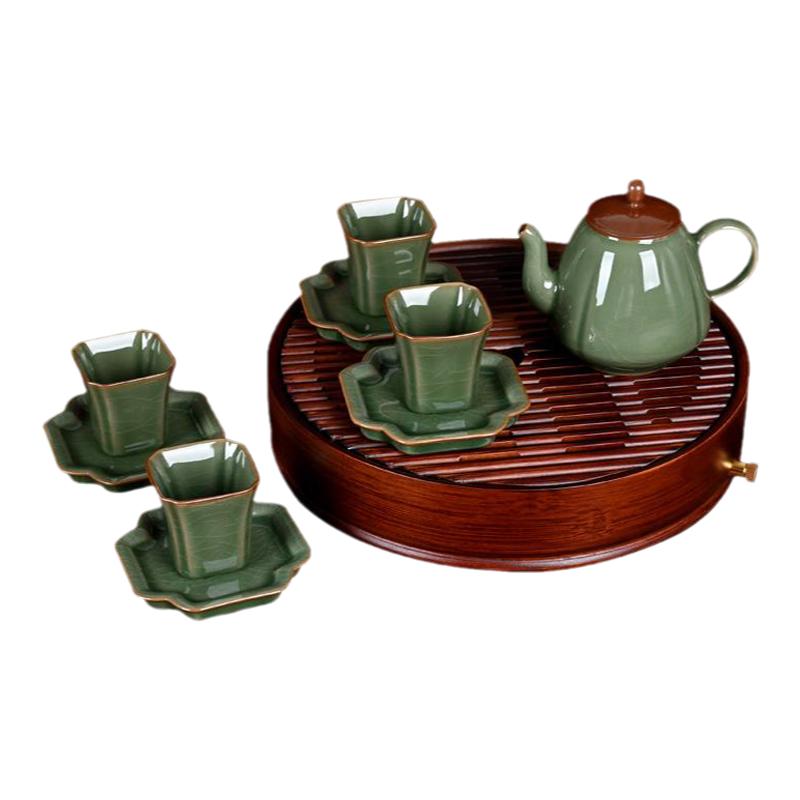 青瓷方杯功夫茶具9头套装