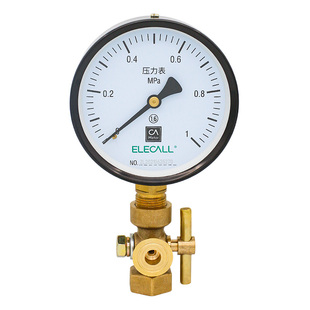 伊莱科铁镀铜压力表三通旋塞阀门加厚耐腐蚀双口径大小4*M20*1.5