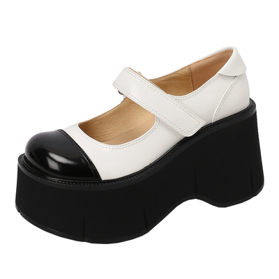 魔术贴松糕底浅口增高防水台单鞋