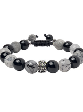 水晶手链男女款生日礼物黑曜石