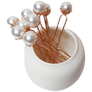 9.6四支珍珠发簪黛玉簪子超白菜汉服发饰简约盘发百搭U簪神棍发钗