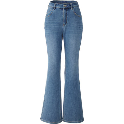 娅丽达加绒加厚喇叭牛仔裤女冬