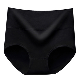黑色少女内裤高腰内裤女纯棉收腹提臀三角裤100%全棉裆大码胖mm裤