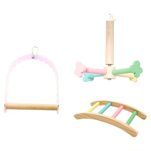 优嗖鹦鹉缤纷玩具套装啃咬磨牙益智解闷攀爬梯子秋千站杆鸟笼配件