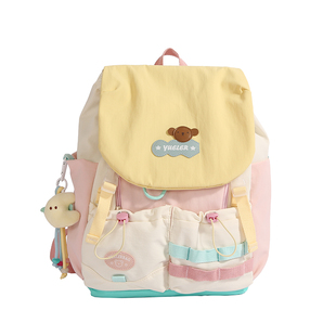 中点日系高颜值翻盖书包小学生可爱研学背包多巴胺女大学生双肩包