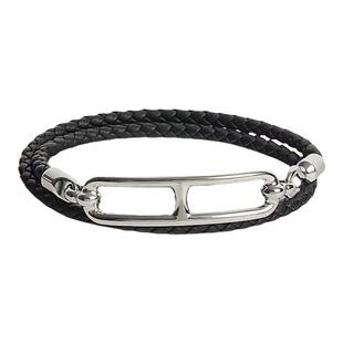 纪宇经典猪鼻子编织皮绳两圈手环 女 朋克双层手链项链choker短链