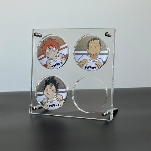 多孔徽章吧唧展示架亚克力高台框透明板收纳胸章摆定制谷子盒水晶