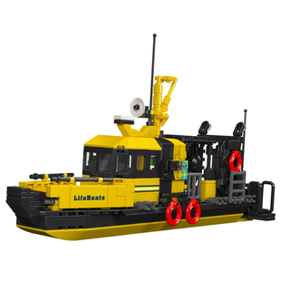 宇星模王挪威多功能救生艇警船渔船儿童益智拼装玩具男孩生日礼物