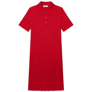 【专柜正品】Hazzys哈吉斯素色针织短袖连衣裙女2025年新款裙子女