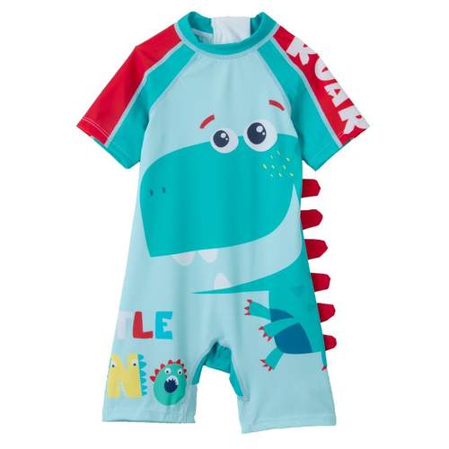 Voda Beba儿童泳衣男童宝宝游泳衣小童中童恐龙防晒短袖连体泳衣
