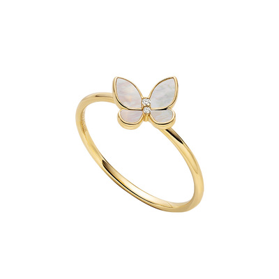 HELAS赫拉18K金钻石蝴蝶贝母戒指