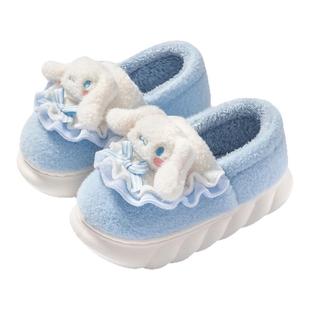 玉桂狗儿童棉拖鞋女孩2025新款室内家居棉鞋女童毛拖鞋冬包跟