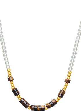 周六福项链女S925银美拉德虎眼石转运珠送女友圣诞礼物