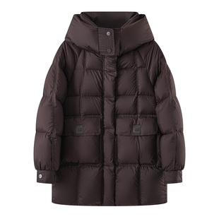 中长款羽绒服女冬季2025新款韩版小个子宽松加厚90白鸭绒保暖外套