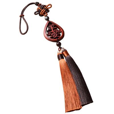 紫檀祥云手工编织木质汽车挂件