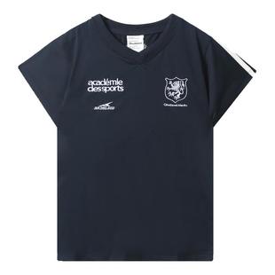 韩国潮牌Badblood美式复古V领短袖球衣辣妹短款修身显瘦T恤上衣