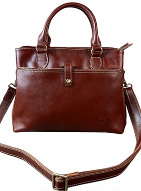嬉皮氏新款时尚复古牛皮手提包头层牛皮女包牛皮斜挎包大空间