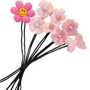 儿童盘发杆懒人丸子头神器女童夏花苞头小女孩可爱后脑勺花朵头饰