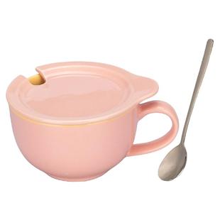 摩登主妇早餐杯陶瓷马克杯带盖勺大容量杯子家用水杯咖啡杯燕麦杯