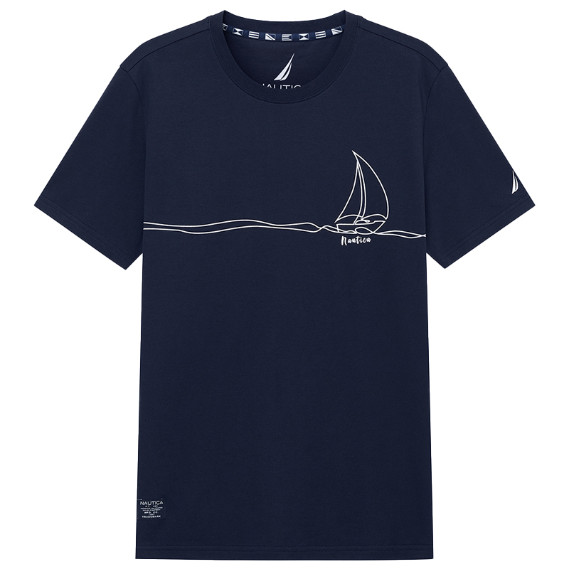 NAUTICA/诺帝卡男装夏季休闲百搭纯棉舒适印花短袖圆领T恤TO2207