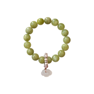 谷岚「青提奶盖」天然岫玉青提奶盖手串白玉髓如意新中式手链女