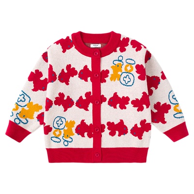 嘟嘟家儿童毛衣红色男童女童新年上衣宝宝冬季喜庆拜年服婴儿童装