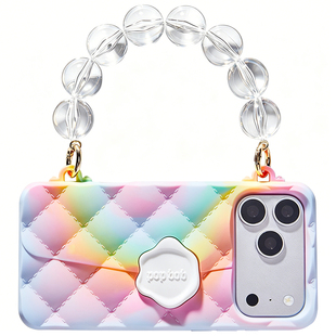 26SS【夏日限定】香港Candies x Popbob联乘炫彩小香风手机壳透珠适用iPhone17/Pro/Max手拎手机包奢华高级感