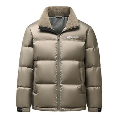 鸭鸭中老年男士爸爸装毛领羽绒服