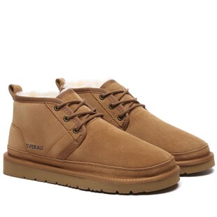 澳洲男鞋EVERAU男士系带雪地鞋牛绒鞋面羊毛内里保暖冬款 EA5043