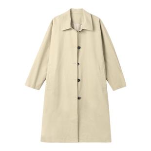 THESOONG/旧时米兰 365克梭织面料长款风衣简约牛角扣卡其色大衣