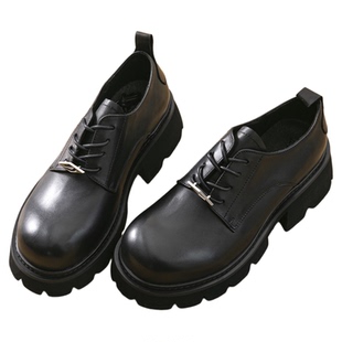 德比大头鞋小牛皮厚底男士系带低帮皮鞋内里鞋垫猪皮休闲增高鞋潮