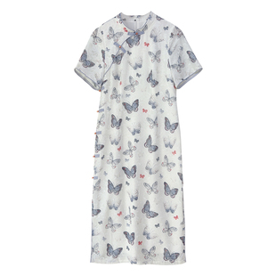 蝴蝶翩翩【自制款】大码胖mm少女感改良版新中式旗袍连衣裙200斤