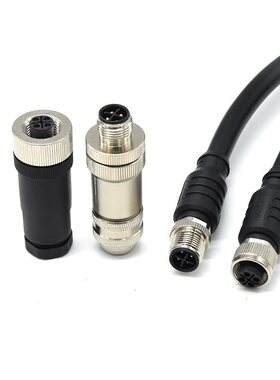 M12 Scode电源连接器3芯2+pe4芯3+pe传感器接头S编码电力设备插头