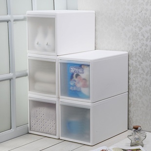 抽屉式收纳柜收纳箱塑料整理箱单层叠加抽屉组合柜储物夹缝柜衣柜