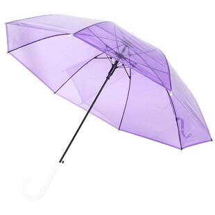 浮羽透明伞半自动维他命糖果色马卡龙少女拍照抗风加大雨伞长柄伞