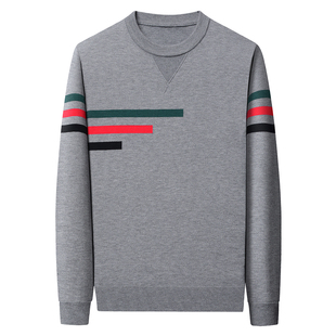 正品意大利长袖条纹羊毛衫圆领男秋冬新款百搭潮流针织打底衫毛衣