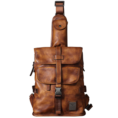 hanmiis复古头层牛皮斜挎包