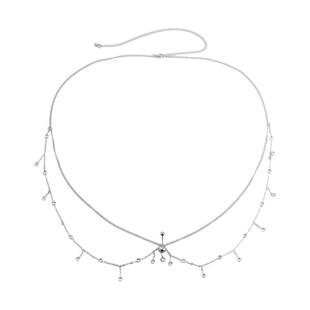 欧美跨境 性感沙滩仿珍珠流苏水钻腰链锆石肚脐钉身体链首饰配饰