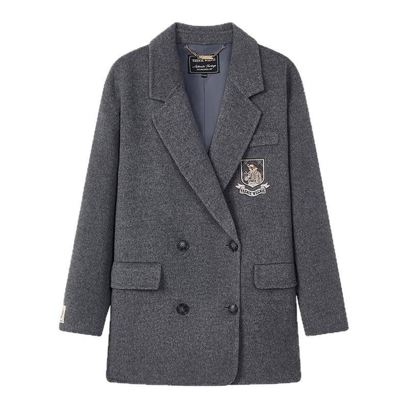 【绵羊毛】TeenieWeenie小熊女装毛呢外套25年秋款时尚西装领大衣