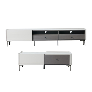 双虎茶几客厅家用岩板电视柜现代简约奶油风小户型地柜组合23105