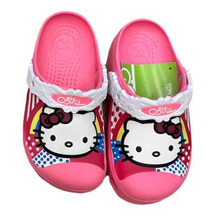 沙拉皮卡可爱凯蒂猫洞洞鞋卡通防滑外穿拖鞋夏季学生凉鞋鸳鸯款