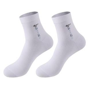 七匹狼男士袜子中筒长袜防臭吸汗纯白色棉袜男款春秋冬季运动男袜