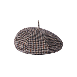 mrduck浮生梦 法式优雅贝雷帽女显脸小 冬季大衣穿搭复古格纹帽子